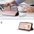 Puzdro s chlopňou pre Samsung Galaxy S24 FE, Rhombus Crossbody Leather, ružové rose gold