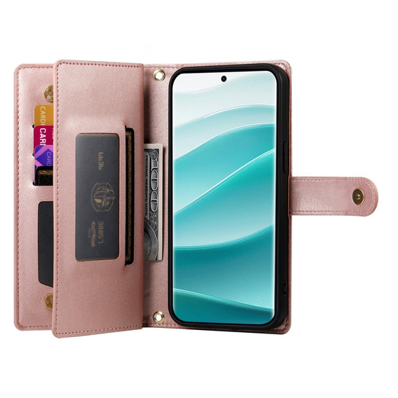 Klapkové puzdro pre Xiaomi Redmi Note 14 Pro 5G / Poco X7 5G, Wallet Zipper Pocket, ružové