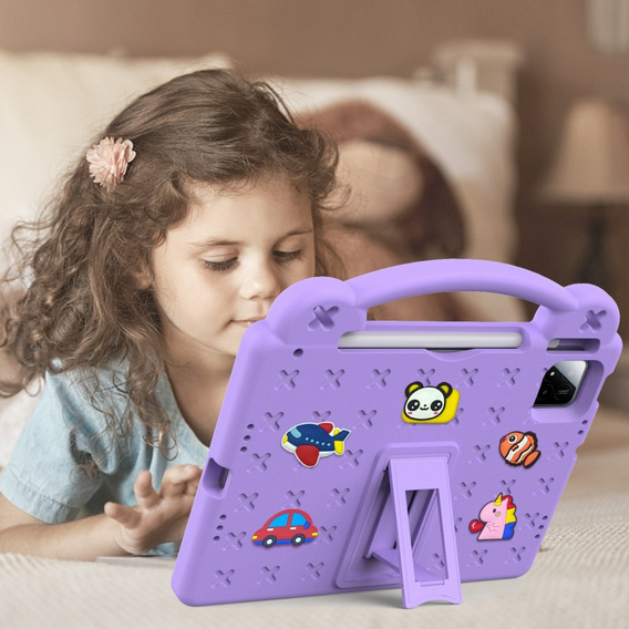 Detské puzdro pre Xiaomi Pad 7 / 7 Pro, Cute Patterns, so stojanom, fialové