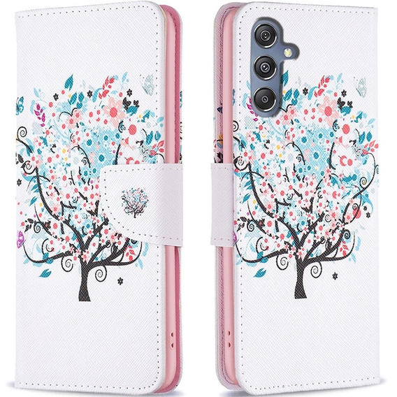 Klapkové puzdro pre Samsung Galaxy M34, Wallet, colorful tree, biele