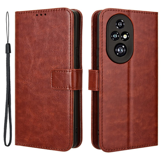 Klapkové puzdro pre Honor 200 Pro 5G, Crazy Horse Wallet, hnedé