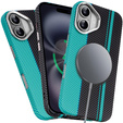Puzdro pre iPhone 16, Carbon Fiber MagSafe, čierna / modrá