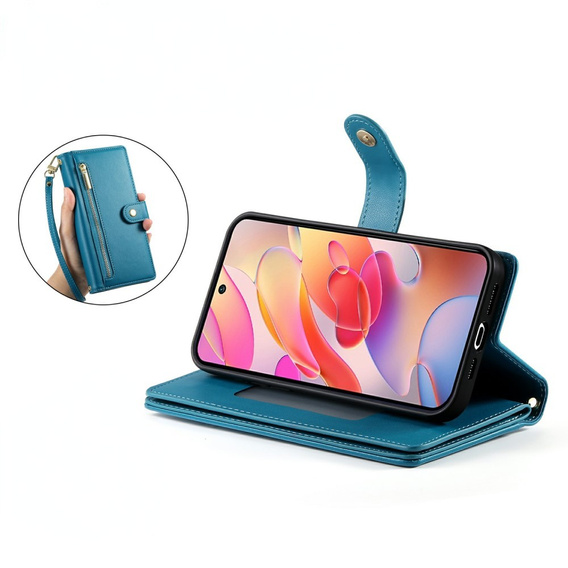 Klapkové puzdro pre Samsung Galaxy A56 5G, Wallet Zipper Pocket, modré