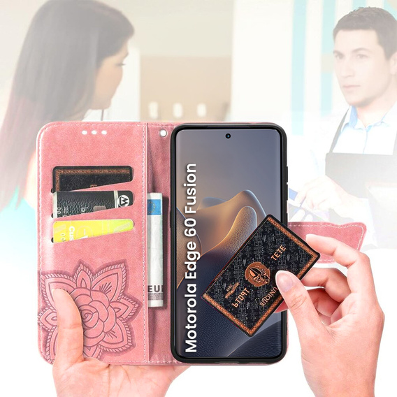 Klapkové puzdro pre Motorola Edge 60 / 60 Fusion, Butterfly, ružové rose gold