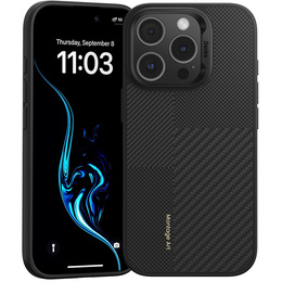 Puzdro BENKS Kevlar pre iPhone 16 Pro Max, pre MagSafe, Carbon Fiber, čierne