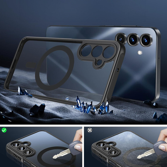 Puzdro pre Samsung Galaxy A16, pre MagSafe, ERBORD Matt Case, čierne + sklo na displej
