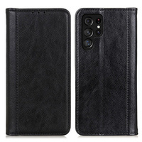 Obal na mobil pre Samsung Galaxy S24 Ultra, Wallet Litchi Leather, čierne