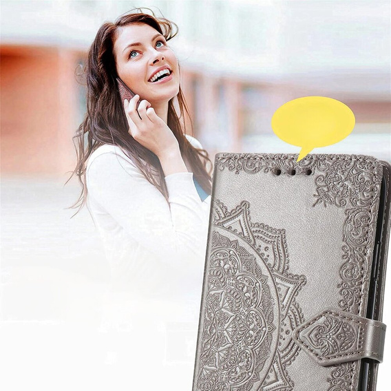 Klapkové puzdro pre Motorola Edge 50 Ultra, Mandala, sivé