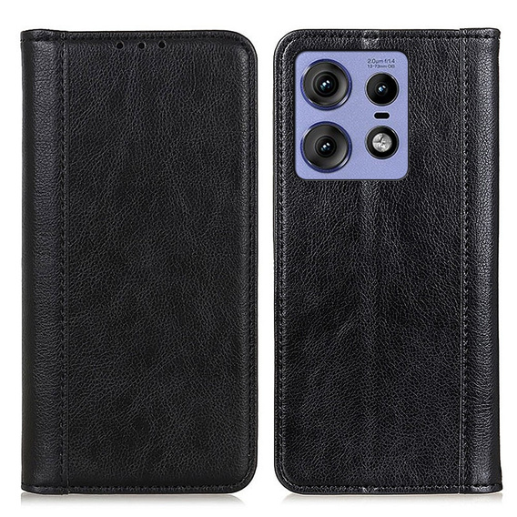 Flipové puzdro pre Motorola Edge 50 Pro, Split Leather, čierne