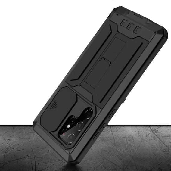 Obrnené puzdro pre Samsung Galaxy S22 Ultra 5G, R-JUST CamShield Slide, čierne