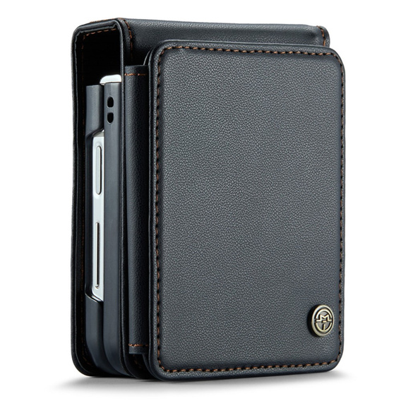 CASEME flipové puzdro pre Samsung Galaxy Z Flip5 5G, Litchi Wallet, čierne