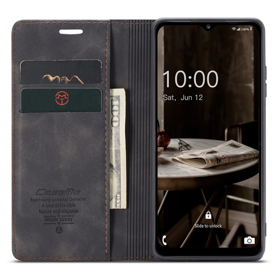 CASEME puzdro pre Samsung Galaxy A04S / A13 5G, Leather Wallet Case, čierne