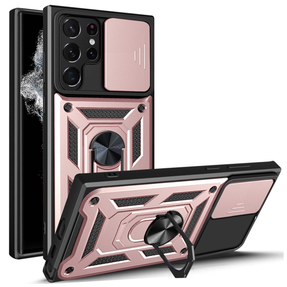 Obal na mobil pre Samsung Galaxy S23 Ultra, CamShield Slide, ružové rose gold