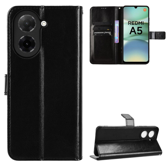 Klapkové puzdro pre Xiaomi Redmi A5, Crazy Horse Wallet, čierne