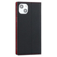 Klapkové puzdro pre iPhone 15, Litchi Skin Grain, čierne