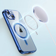Puzdro pre iPhone 14, Electro MagSafe, modré + sklo na displej