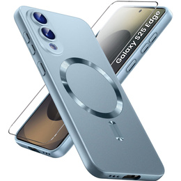 Puzdro pre Samsung Galaxy S25 Edge, ColorMag, pre MagSafe, modré + tvrdené sklo 9H