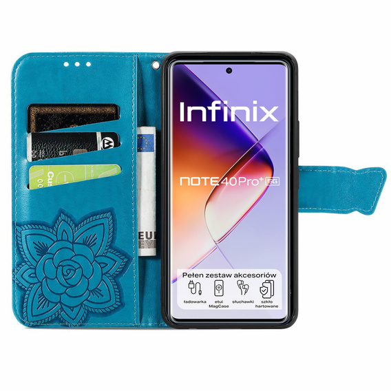 Klapkové puzdro pre Infinix Note 40 Pro Plus, Butterfly, modré