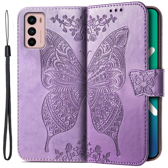 Klapkové puzdro pre Motorola Moto G42 4G, Butterfly, fialové