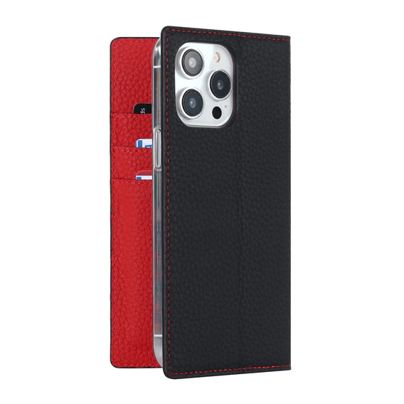 Klapkové puzdro pre iPhone 15 Pro Max, Litchi Skin Grain, čierne