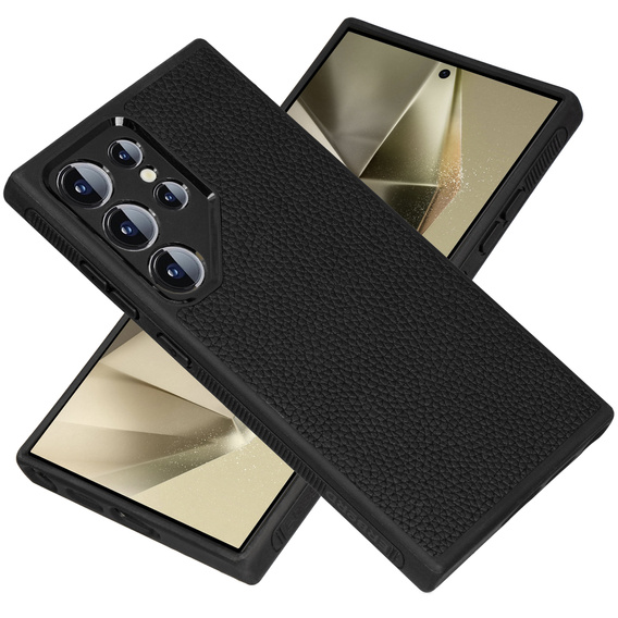 Kožené puzdro pre Samsung Galaxy S24 Ultra, ERBORD LeatherGuard MagSafe, čierne