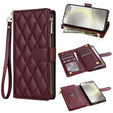 Puzdro s chlopňou pre Samsung Galaxy A56 5G, Rhombus Crossbody Leather, bordové