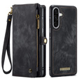 CASEME puzdro pre Samsung Galaxy A56 5G, Retro Leather Wallet, s remienkom, čierne