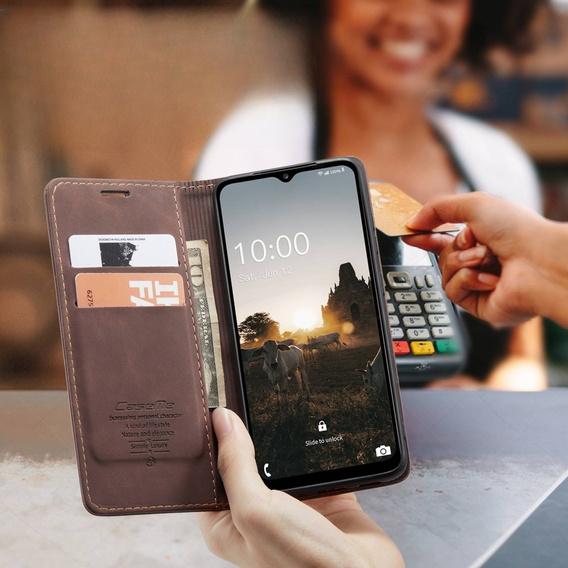 CASEME puzdro pre Samsung Galaxy M33 5G, Leather Wallet Case, hnedé