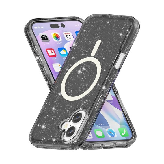 Puzdro pre iPhone 17, pre MagSafe, trblietavé, priesvitné čierne