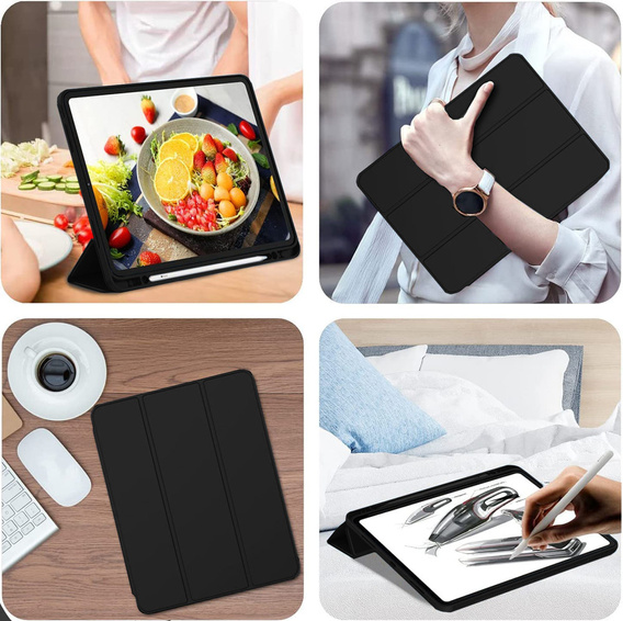 Puzdro pre iPad Pro 12.9" 2022/2021/2020 (6/5/4 gen.), Smart Pencil, so slotom na stylus, čierne