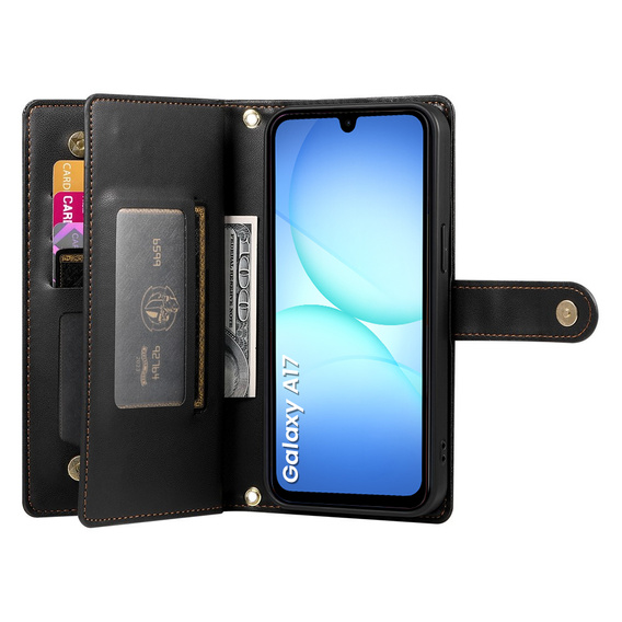 Flipové puzdro Wallet Zipper Pocket pre Samsung Galaxy A17 5G, Wallet Zipper Pocket, čierne