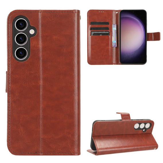 Klapkové puzdro pre Samsung Galaxy S23 FE, Crazy Horse Wallet, hnedé