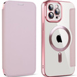 Klapkové puzdro pre iPhone 11 Pro Max, RFID Wallet MagSafe CamShield, ružové