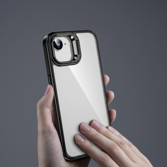Puzdro pre Iphone 16E, Kickstand Frame, transparentné / čierne