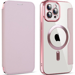 Klapkové puzdro pre iPhone 12 Pro, RFID Wallet MagSafe CamShield, ružové