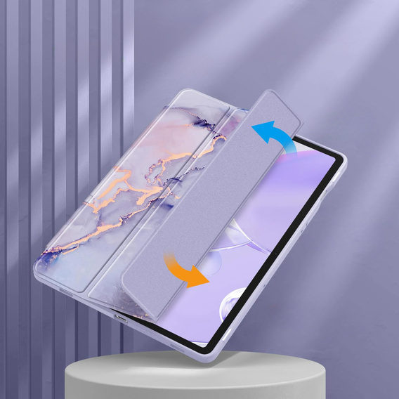 Puzdro pre Samsung Galaxy Tab S10 FE+ Plus, Smartcase Hybrid, so slotom na stylus, Marble fialové