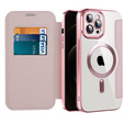 Klapkové puzdro pre iPhone 12 Pro, RFID Wallet MagSafe CamShield, ružové