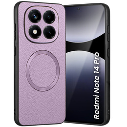 Obal na mobil pre Xiaomi Redmi Note 14 Pro 5G, Leather Hybrid MagSafe, fialové