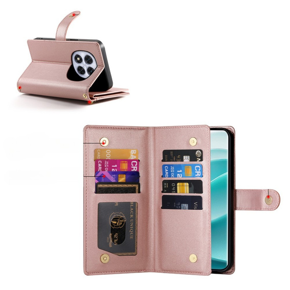 Klapkové puzdro pre Xiaomi Redmi Note 14 Pro 5G / Poco X7 5G, Wallet Zipper Pocket, ružové