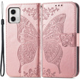 Klapkové puzdro pre Motorola Moto G73 5G, Butterfly, ružové rose gold