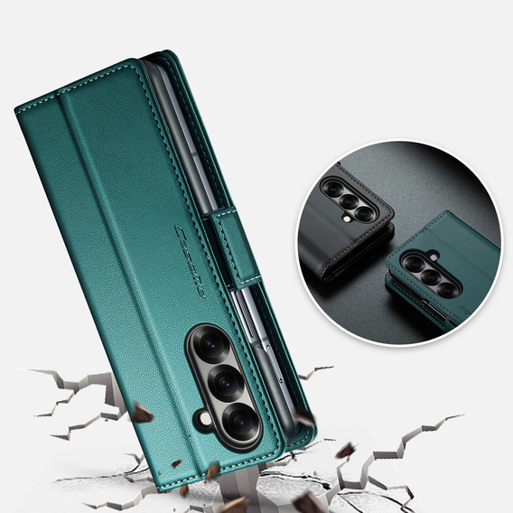CASEME Litchi Wallet flipové puzdro pre Samsung Galaxy Z Fold7 5G