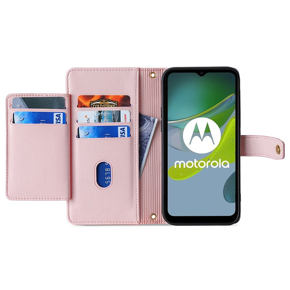 Klapkové puzdro pre Motorola Moto G84 5G, Wallet Zipper Pocket, ružové