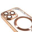 Puzdro pre iPhone 14 Pro, Electro MagSafe, zlaté + sklo na displej