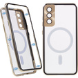 Magnetické puzdro Dual Glass MagSafe pre Samsung Galaxy S21+ Plus, zlaté