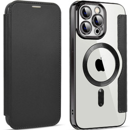 Klapkové puzdro pre iPhone 14 Pro Max, RFID Wallet MagSafe CamShield, čierne