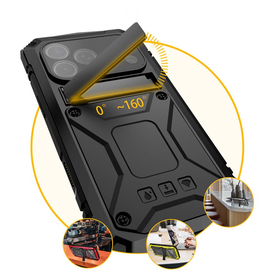 Puzdro R-JUST s podstavcom a integrovaným sklom pre iPhone 17 Pro Max