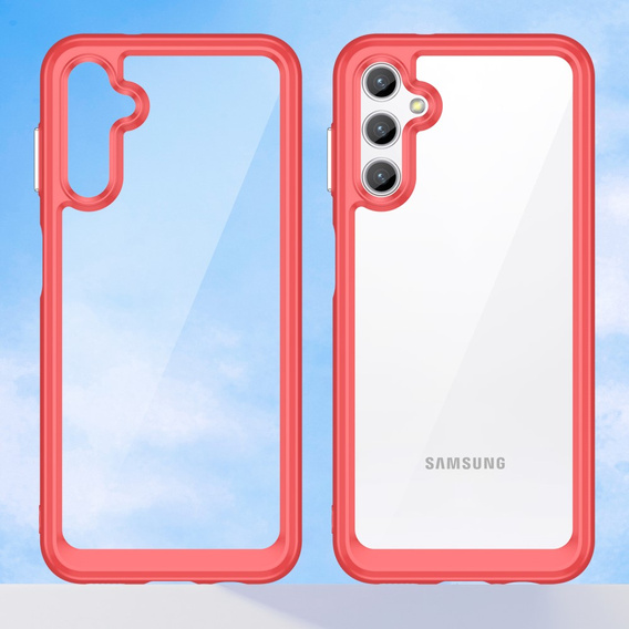 Obal na mobil pre Samsung Galaxy A14 4G/5G, Fusion Hybrid, transparentné / červené