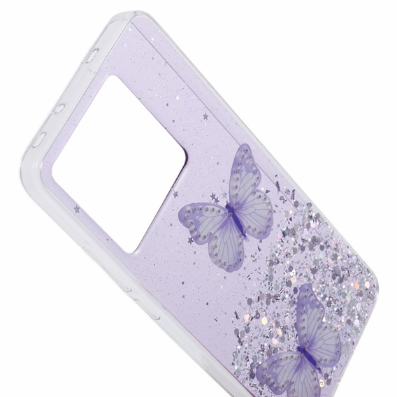Puzdro pre Xiaomi 13T / 13T Pro / Redmi K60 Ultra, Glitter Butterfly, fialové