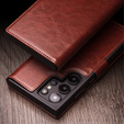 Flipové puzdro pre Samsung Galaxy S25 Ultra, QIALINO Leather Wallet, tmavohnedá