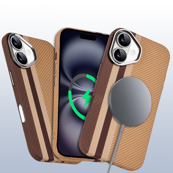 Puzdro pre iPhone 16, Carbon Fiber MagSafe, žlté